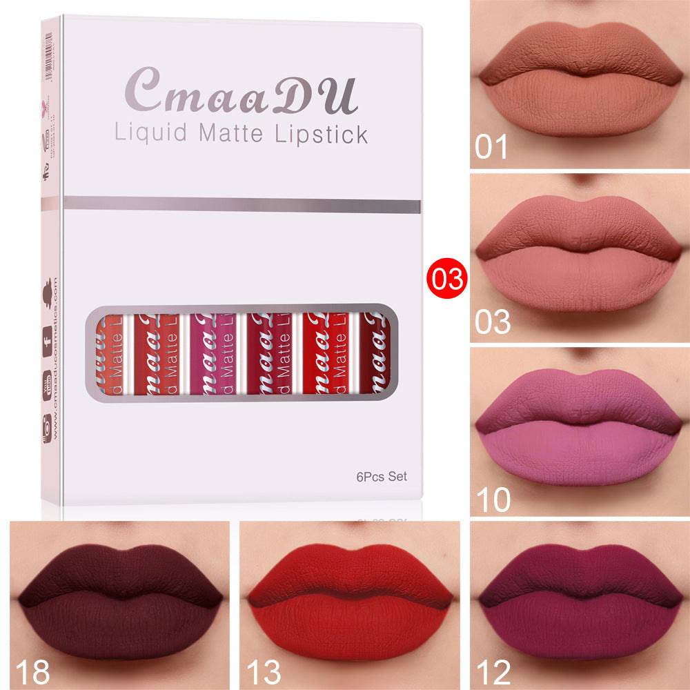 6 Boxes Of Matte Non-stick Cup Waterproof Lipstick Long Lasting Lip Gloss - YLORESHOP