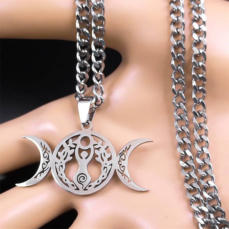 Triple Moon Celtic Knot Pendant Stylish Clavicle Necklace - YLORESHOP