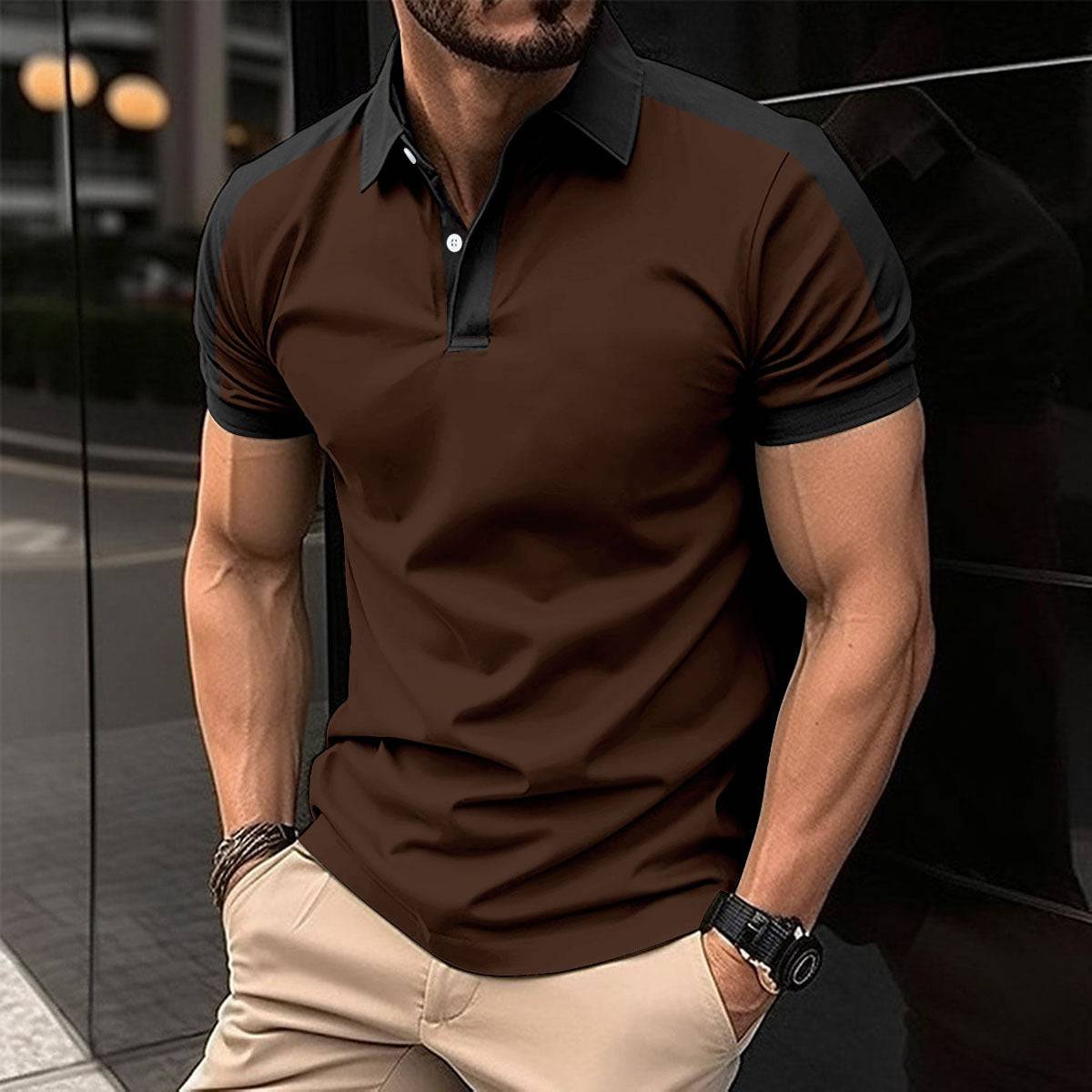 Camicia da lavoro a maniche corte da uomo, polo casual estiva