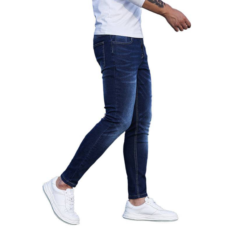 Pantaloni skinny in denim elasticizzato blu da uomo