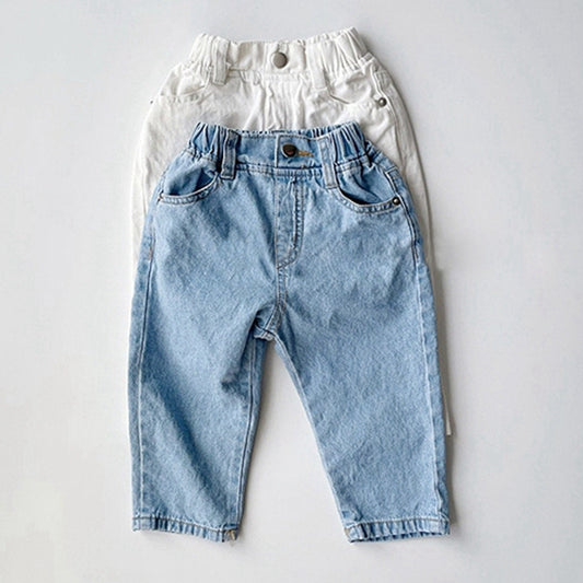 Children's New Simple Fashion Easy To Match Elastic Waist Casual Denim Trousers - YLORESHOP