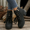 Autumn Round Head Chunky Heel High Heel Leisure Platform Lace Up Booties - YLORESHOP