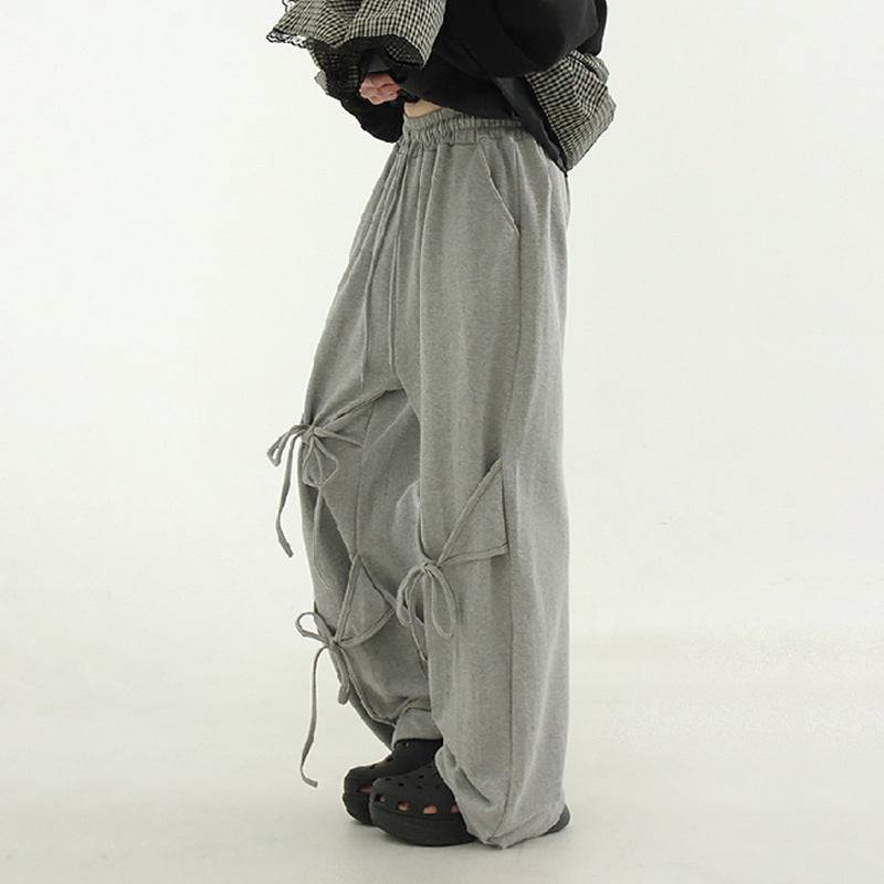 Design Twist Tie Drape Sports Pants Female - YLORESHOP