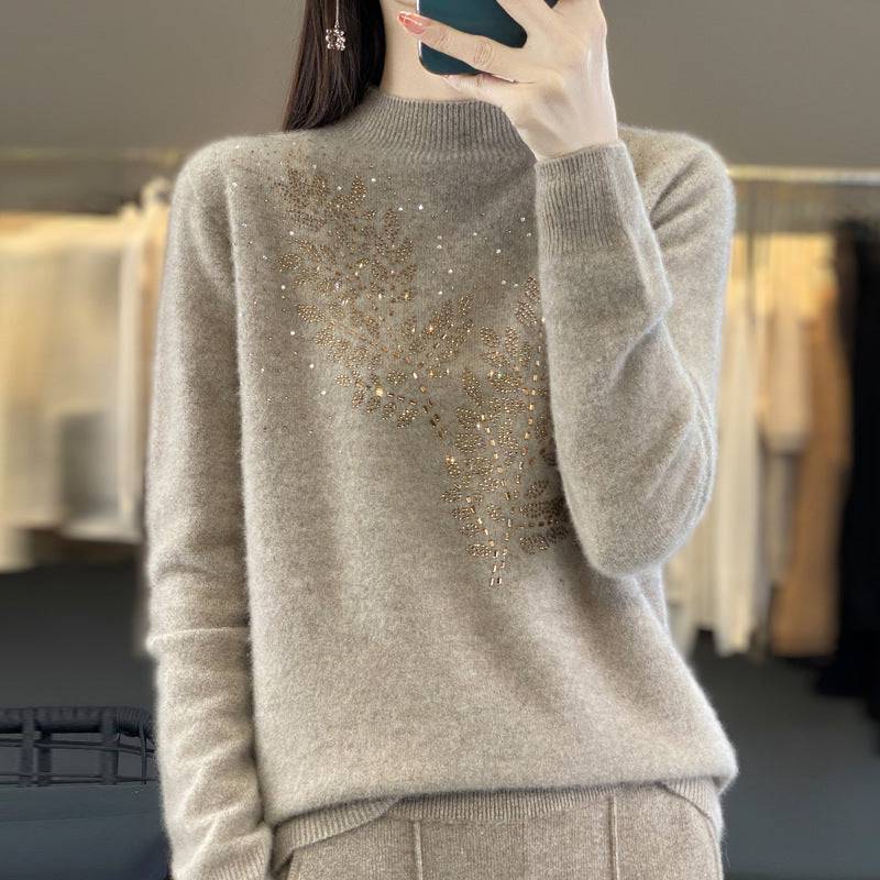 Women's Loose And Versatile Semi High Neck Knitted Sweater - YLORESHOP