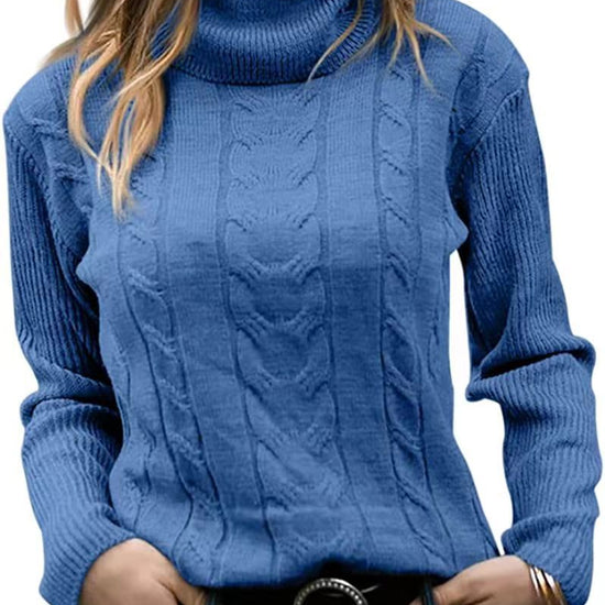 Solid Color Turtleneck Sweater Retro Long Sleeve Sweater - YLORESHOP