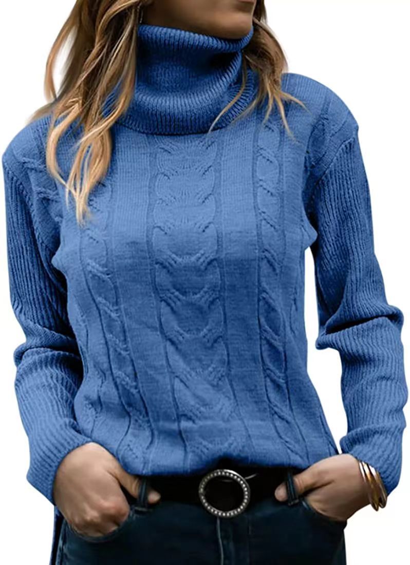 Solid Color Turtleneck Sweater Retro Long Sleeve Sweater - YLORESHOP