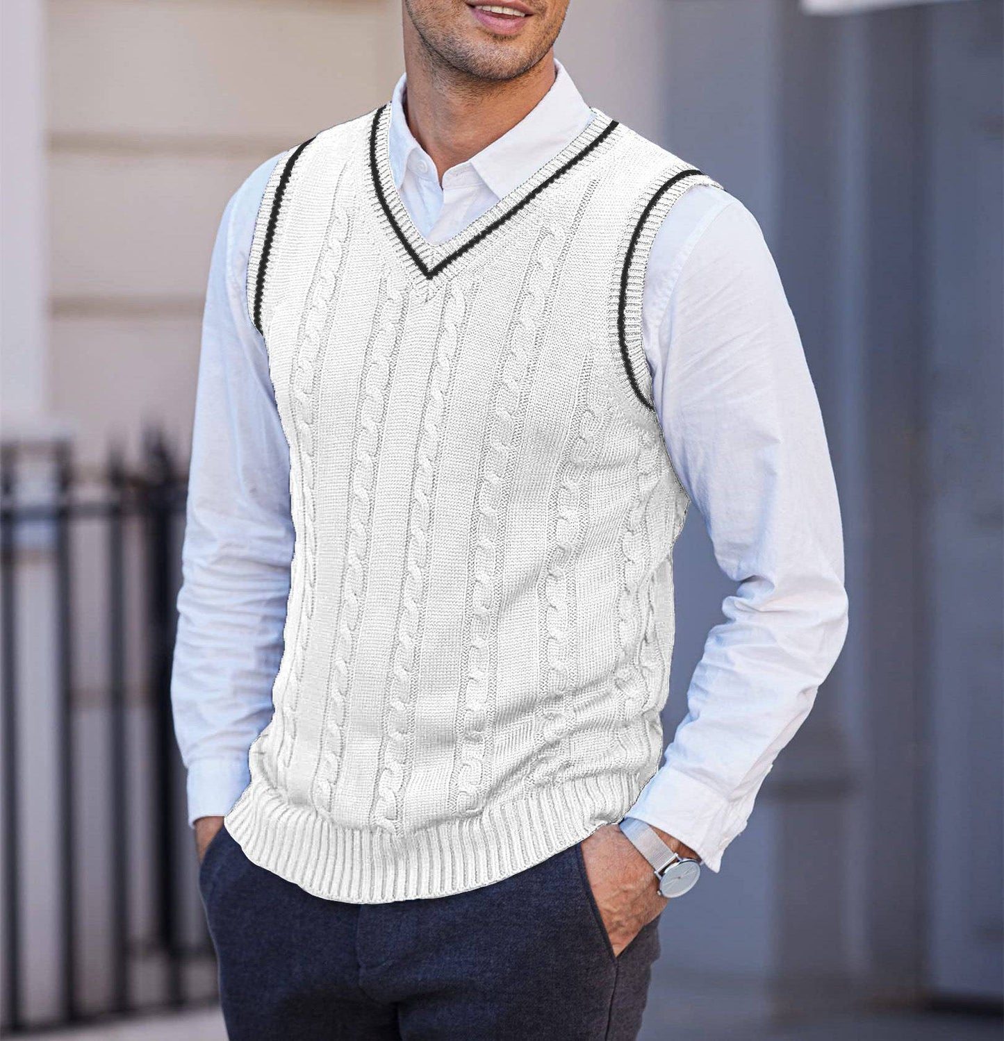 Waistcoat Sleeveless Casual V-neck Thickening Vest Bottoming Sweater