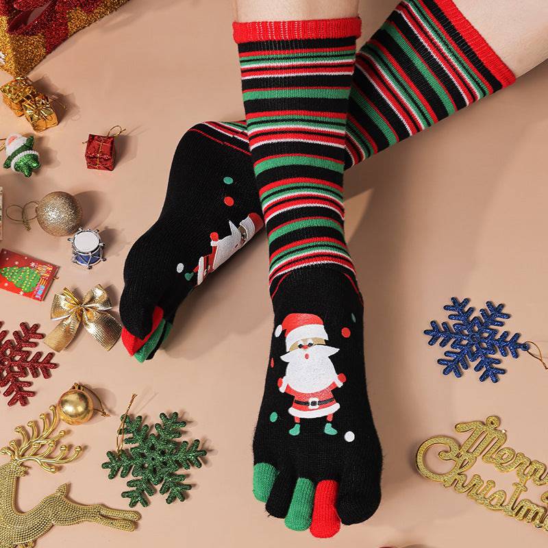 Cute Christmas Five-finger Socks Winter Elastic Sweat-absorbent Split-toe Socks For Women - YLORESHOP