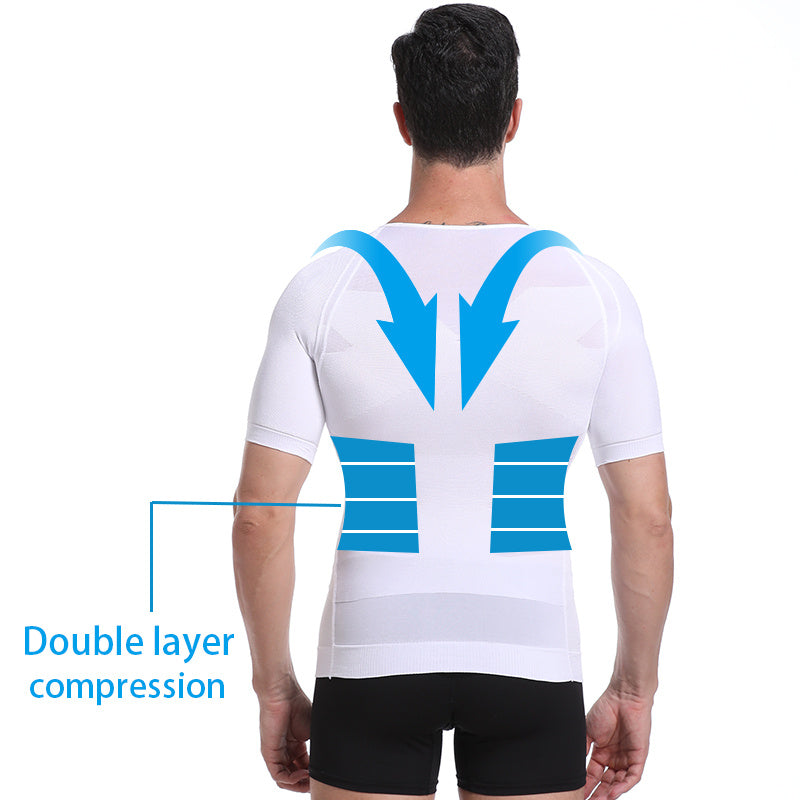 140D Men's Vest Shapewear Men Body Toning T-Shirt Slimming Body Shaper Corrective Posture Belly Control Compression Man Modeling Underwear Corset - YLORESHOP