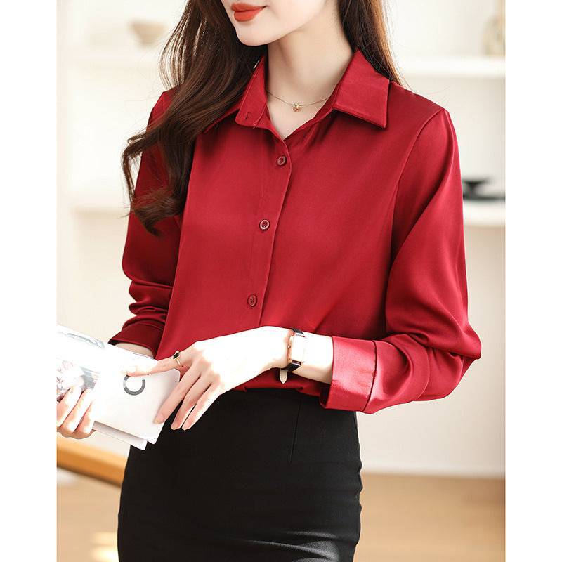 High-grade Non-ironing Anti-wrinkle Shirt Women's Solid Color Acetate Shirt - YLORESHOP