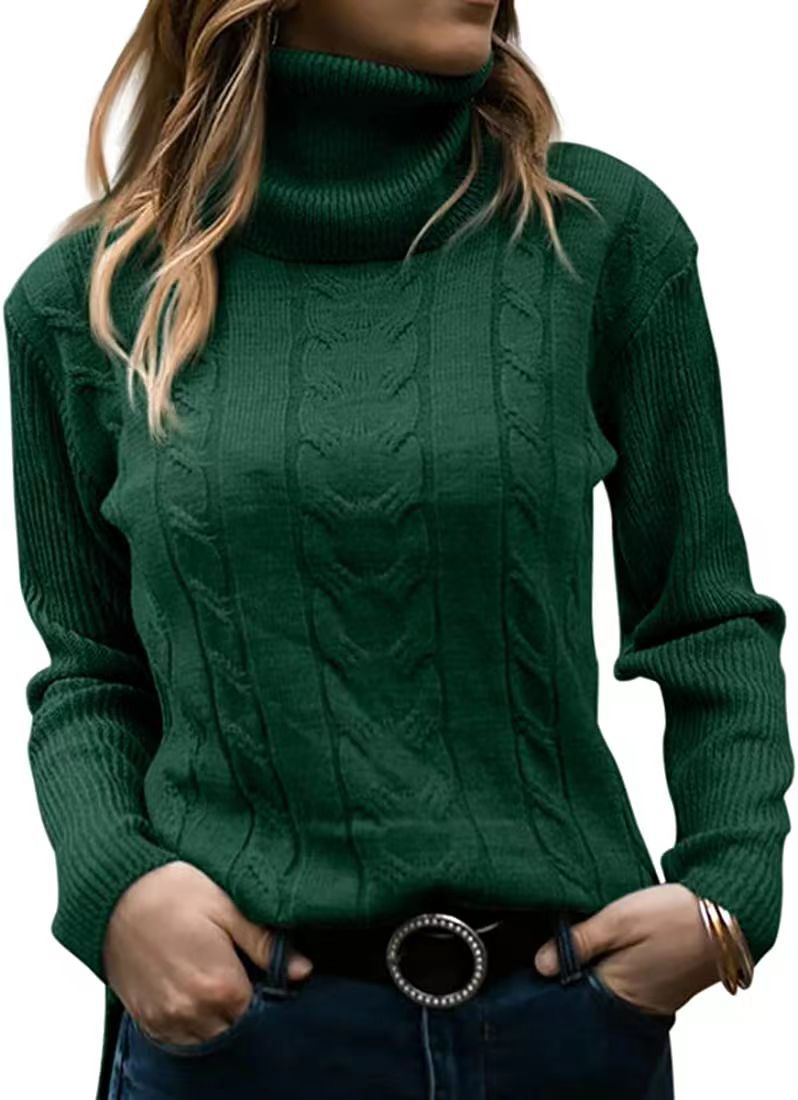 Solid Color Turtleneck Sweater Retro Long Sleeve Sweater - YLORESHOP