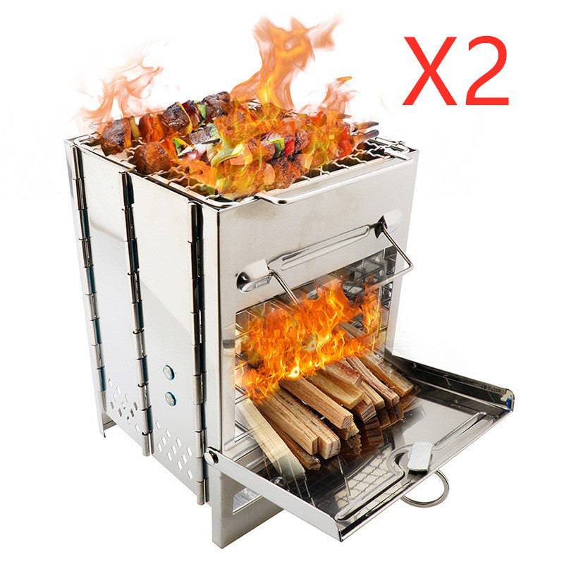 Lightweight Camping Wood Stove Adjustable Folding Wood Stove Burning for Outdoor Cooking Picnic Hunting BBQ Windproof - YLORESHOP