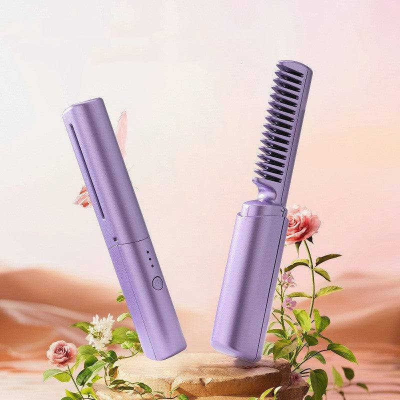 Professional Wireless Hair Straightener Curler Comb Fast Heating Negative Ion Straightening Curling Brush Hair Styling Tools - YLORESHOP