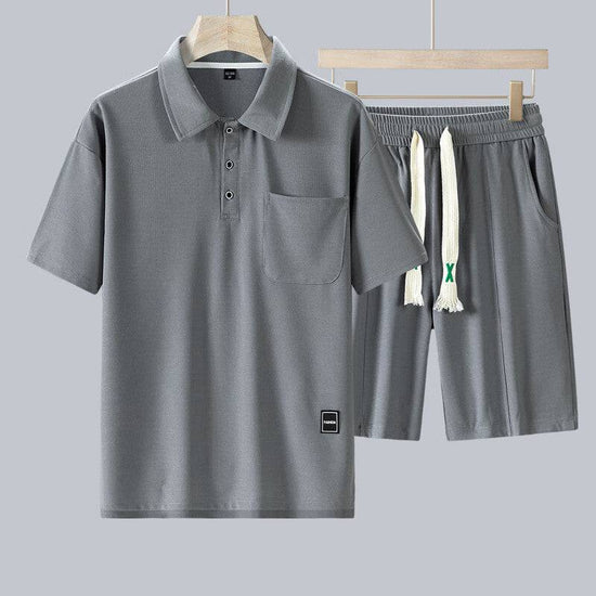Sports Suit Men's Short-sleeved Thin Lapels T-shirt Shorts Running Leisure Two-piece Set - YLORESHOP