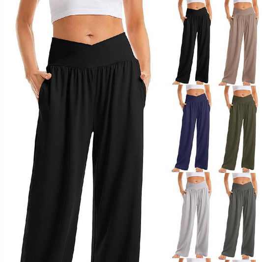 Women's Cross Waist Yoga Pants Loose Trousers Sports Pants - YLORESHOP