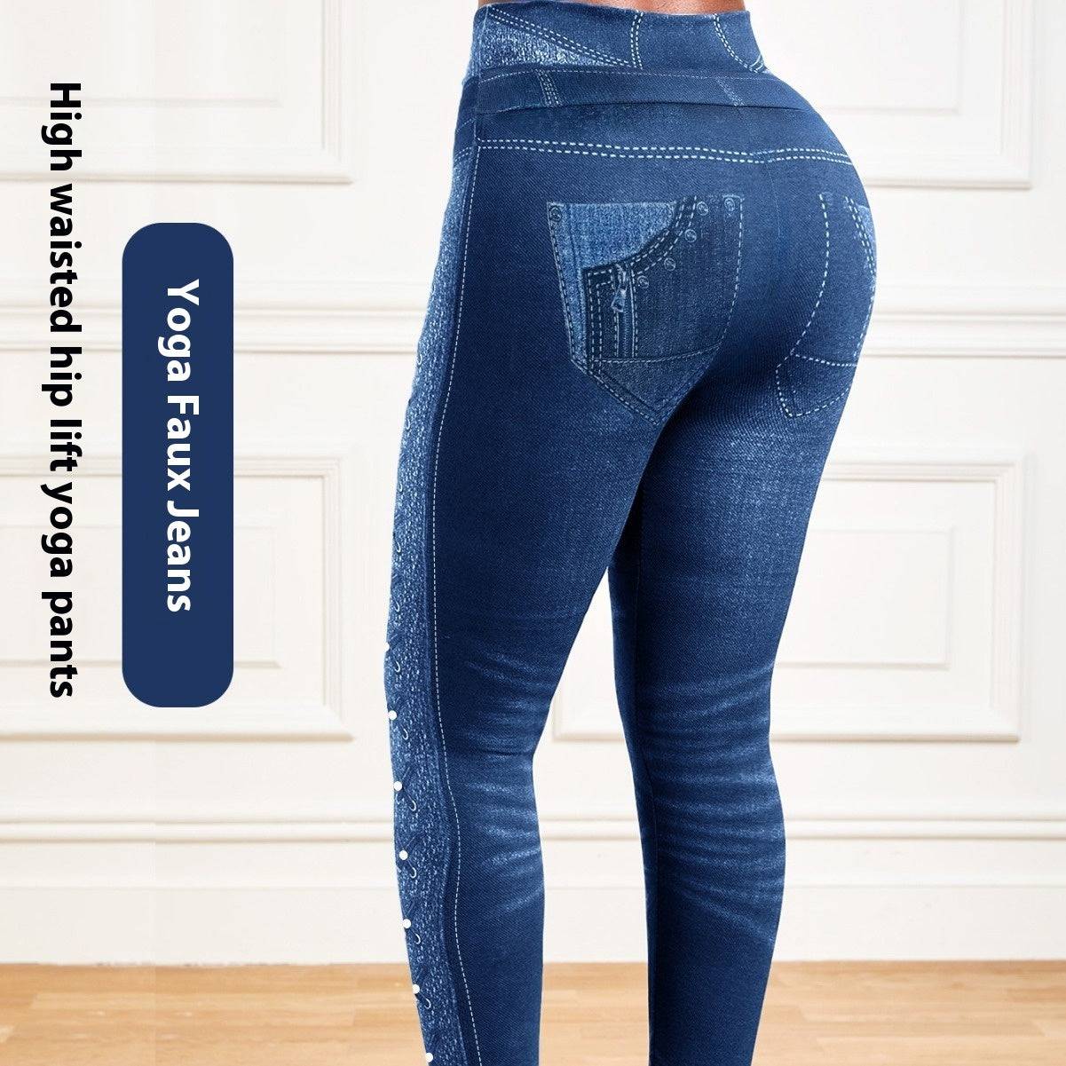 Pantaloni da yoga in denim Pantaloni skinny con vita aderente e vita attillata