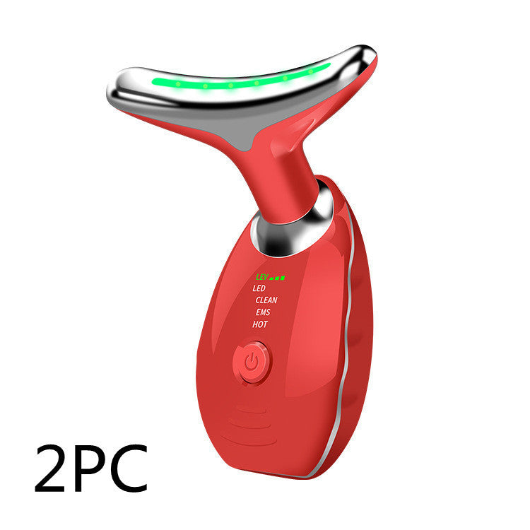 Neck Face Beauty Device Colorful LED Photon Therapy Skin Tighten Reduce Double Chin Anti Wrinkle Remove Lifting Massager - YLORESHOP