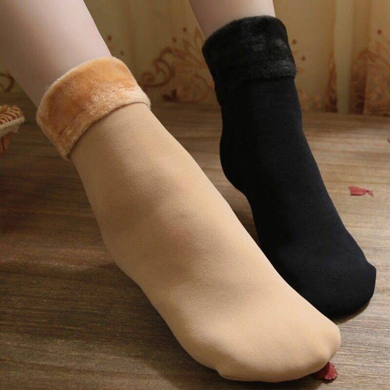 Autumn and winter socks men and women wild tube socks imitation nylon floor socks plus velvet thick snow socks - YLORESHOP