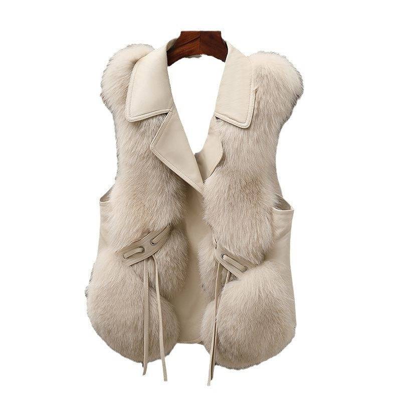 Fur Vest Short Coat Autumn And Winter New Patchwork Winter Fox Fur Jacket Women Short Artificial Fur Coat Elegant Female Warm Vest - YLORESHOP