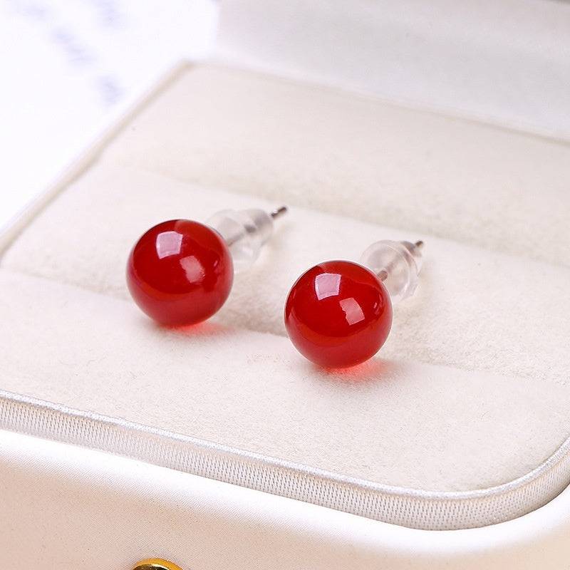 Natural Red Agate Temperamental Minority Stud Sense Earrings Wholesale - YLORESHOP