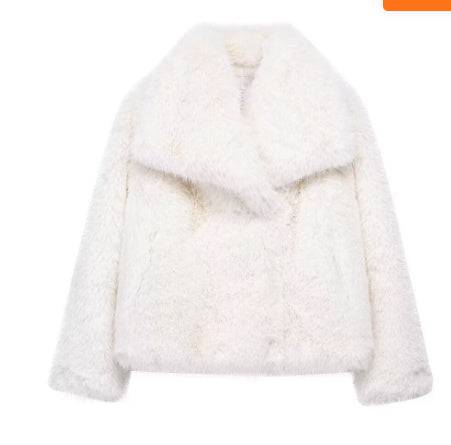 Winter Plush Coat Fashion Thicken Lapel Outwear Casual Long Sleeve Tops Womens Clothing - YLORESHOP