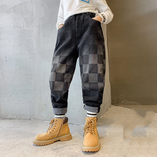 The New Boys' Plush Fleece Jeans Are Handsome - YLORESHOP