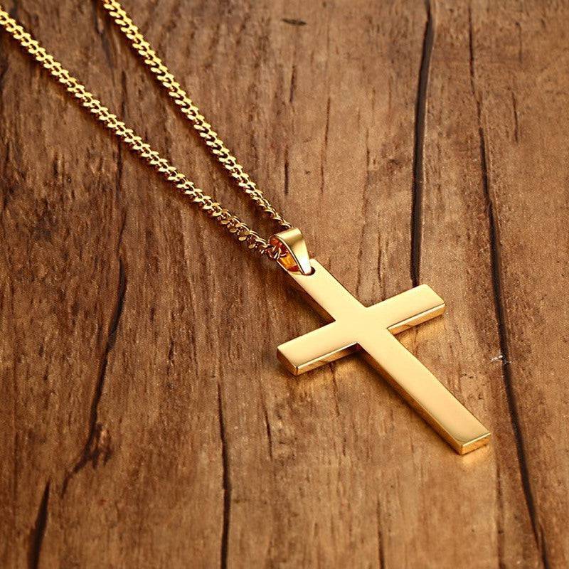 Stainless Steel Cross Pendant Gold Sweater Necklace Black Foreign Trade Accessories Jewellery Accessories Wholesale PN-572 - YLORESHOP