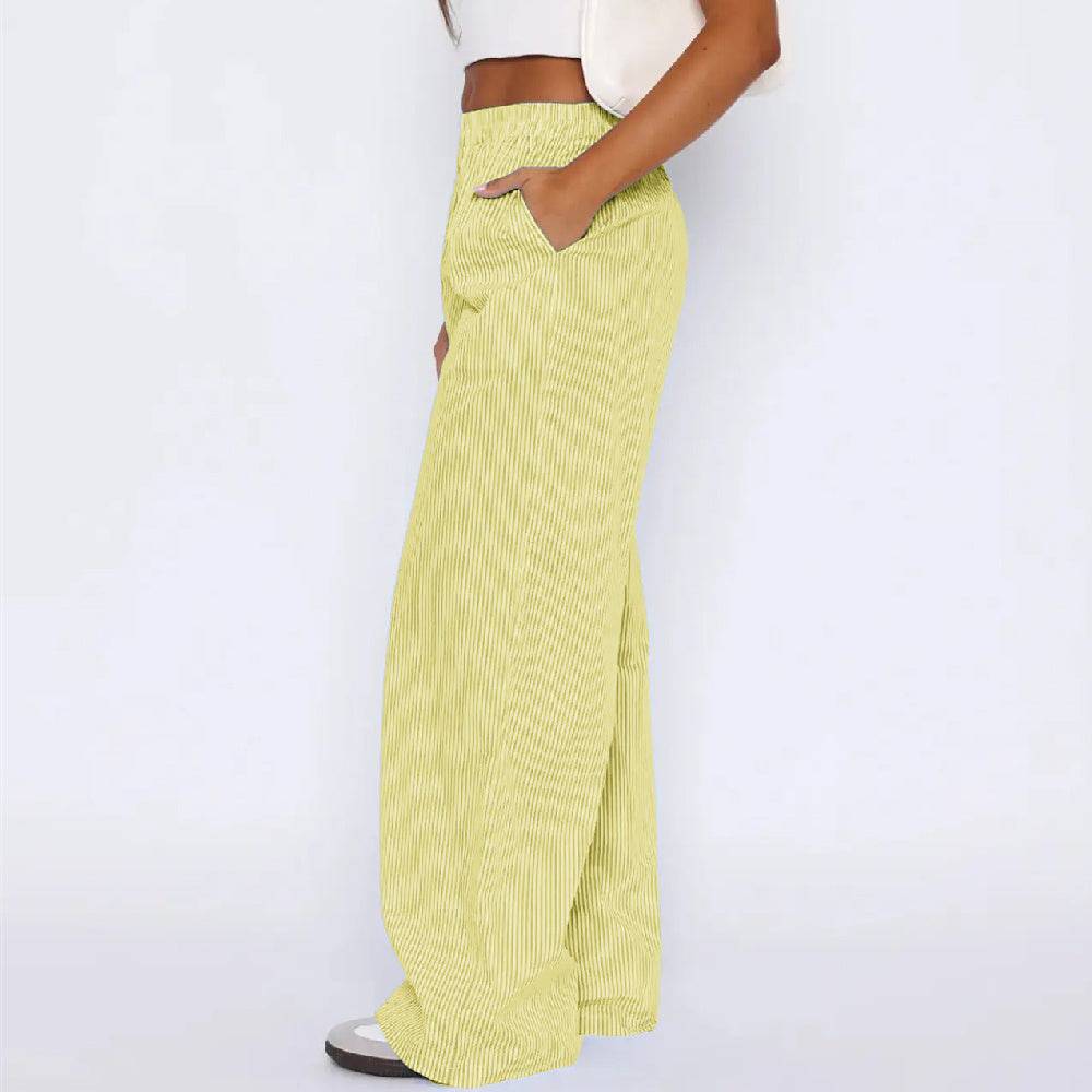 Fashion Casual Striped Trousers Striped Printed Wide Leg Trousers - YLORESHOP