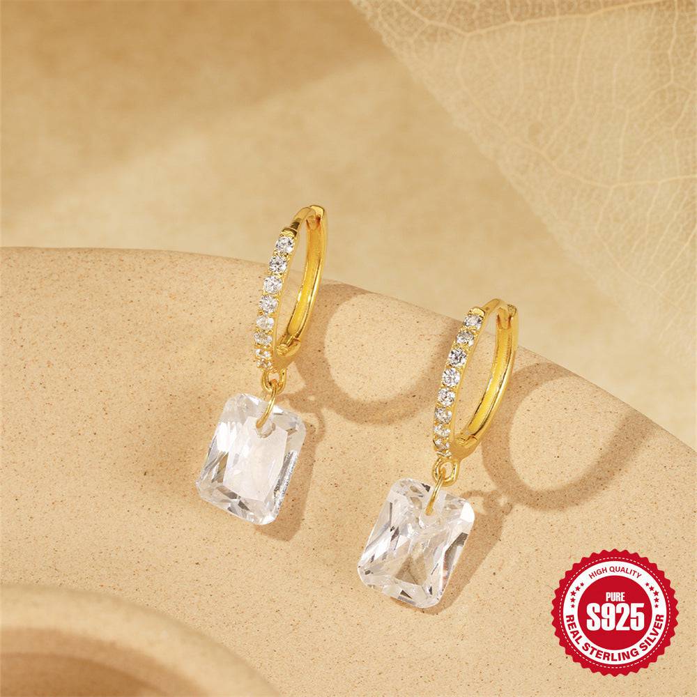 S925 Sterling Silver Classic Diamond Eardrop Earring - YLORESHOP