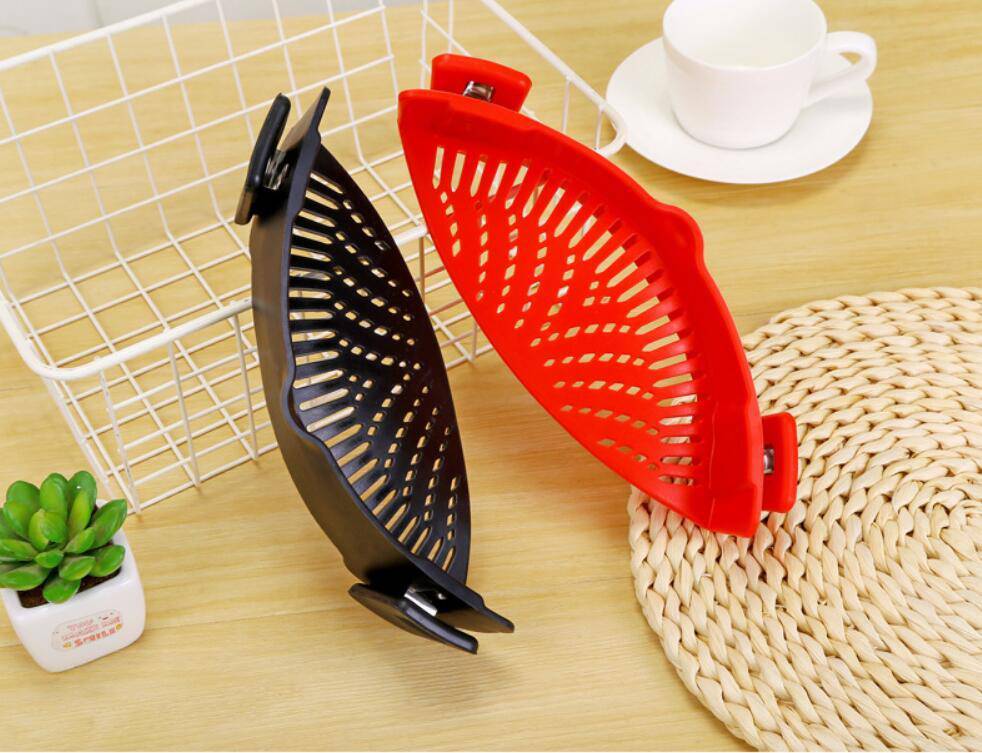 Silicone Clip-on Pot Pan Bowl Funnel Oil Strainer Creative Rice Washing Colander for Draining Liquid Fits All Pot Size - YLORESHOP