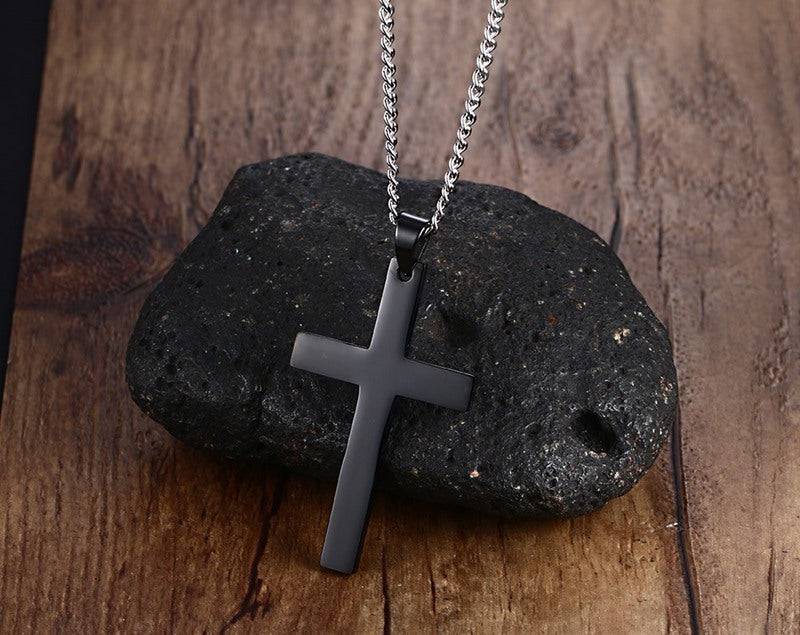 Stainless Steel Cross Pendant Gold Sweater Necklace Black Foreign Trade Accessories Jewellery Accessories Wholesale PN-572 - YLORESHOP