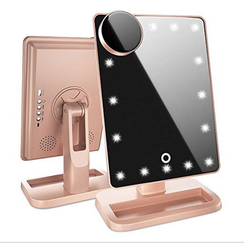 Touch Screen Makeup Mirror With 20 LED Light Bluetooth Music Speaker 10X Magnifying Mirrors Lights - YLORESHOP