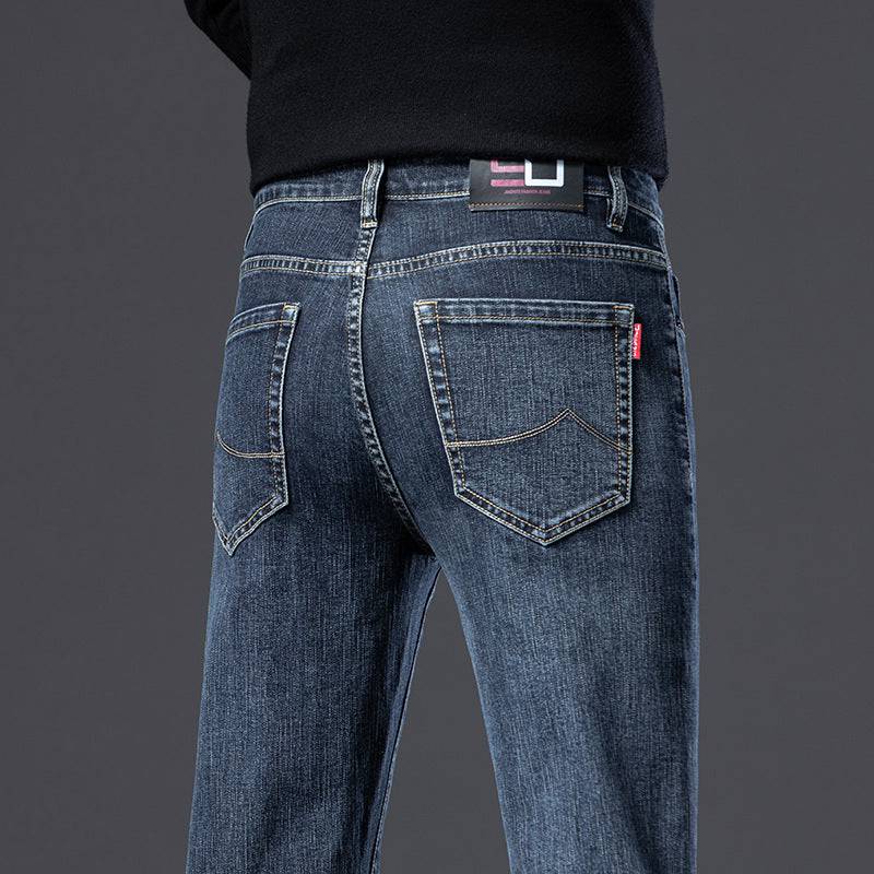 Jeans imbottiti in pile da uomo dritto slim elastico ispessimento