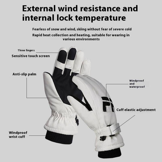 Non-slip Waterproof Fleece Lined Thickened Warm Gloves Women's Outdoor Skiing Touch Screen - YLORESHOP