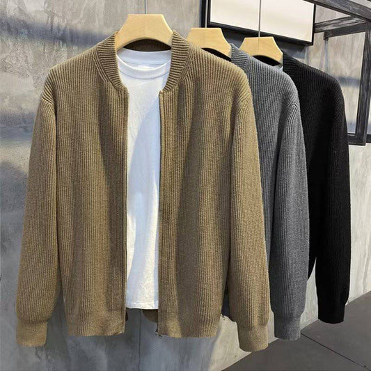 Cappotto di maglieria da uomo in maglione cardigan con doppia cerniera