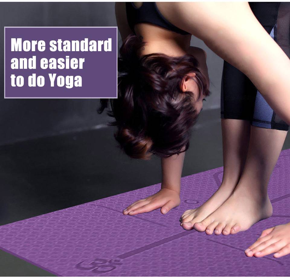 Non Slip TPE Yoga Mat Position Line Beginner - YLORESHOP