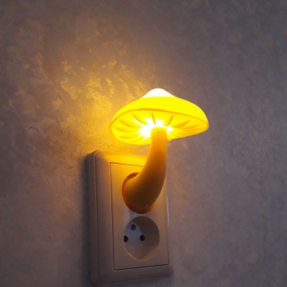 Lampada da parete a fungo con luce notturna a LED, spina UE USA, sensore di controllo della luce bianco caldo, decorazione per la casa