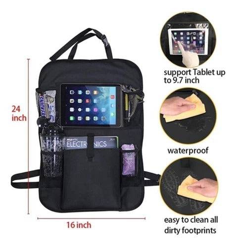 Compatibile con Apple, borsa portaoggetti per auto, tasca posteriore per seggiolino auto, con borsa per IPAD, tessuto Oxford 600D