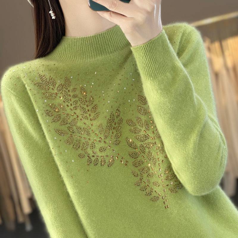 Women's Loose And Versatile Semi High Neck Knitted Sweater - YLORESHOP