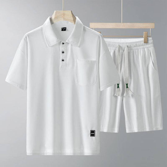 Sports Suit Men's Short-sleeved Thin Lapels T-shirt Shorts Running Leisure Two-piece Set - YLORESHOP