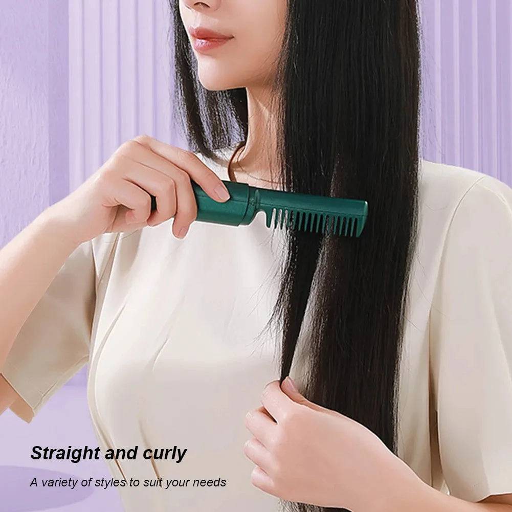 Professional Wireless Hair Straightener Curler Comb Fast Heating Negative Ion Straightening Curling Brush Hair Styling Tools - YLORESHOP