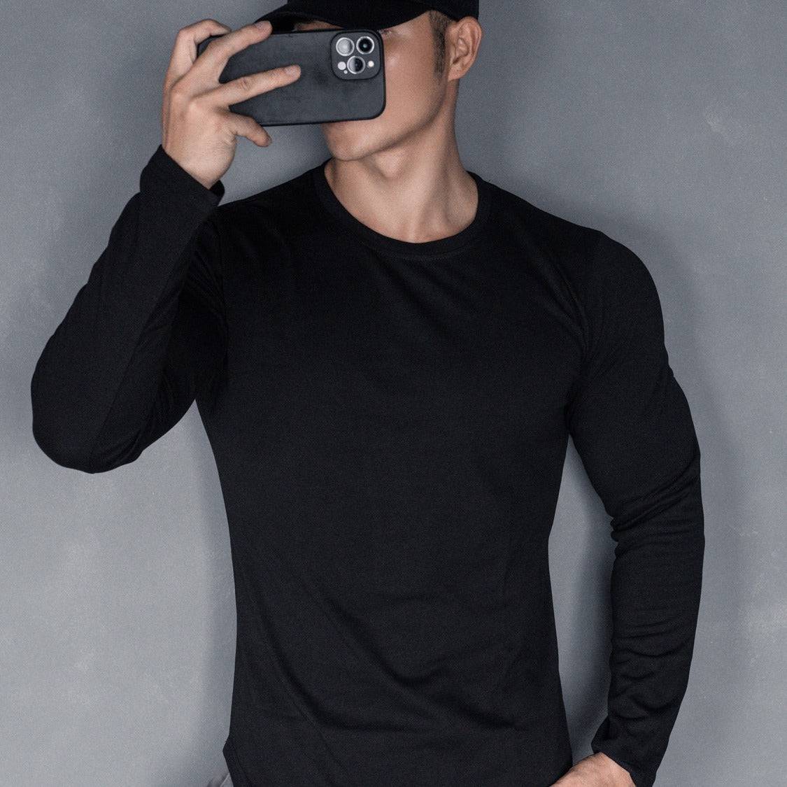 Men's Sports Casual Solid Color Long Sleeve Base