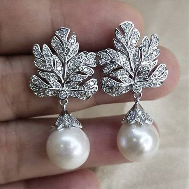 Leaf-shaped Earring Female Pearl Design - YLORESHOP