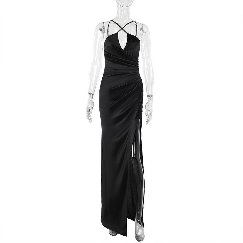 Cross-halterneck Sleeveless Split Long Dress Women - YLORESHOP