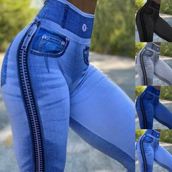 High Waist Fitness Pants For Women Close-fitting And Slim-fitting Denim Yoga Pants - YLORESHOP