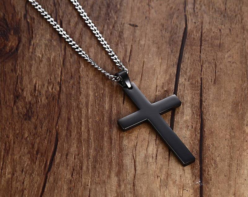 Stainless Steel Cross Pendant Gold Sweater Necklace Black Foreign Trade Accessories Jewellery Accessories Wholesale PN-572 - YLORESHOP