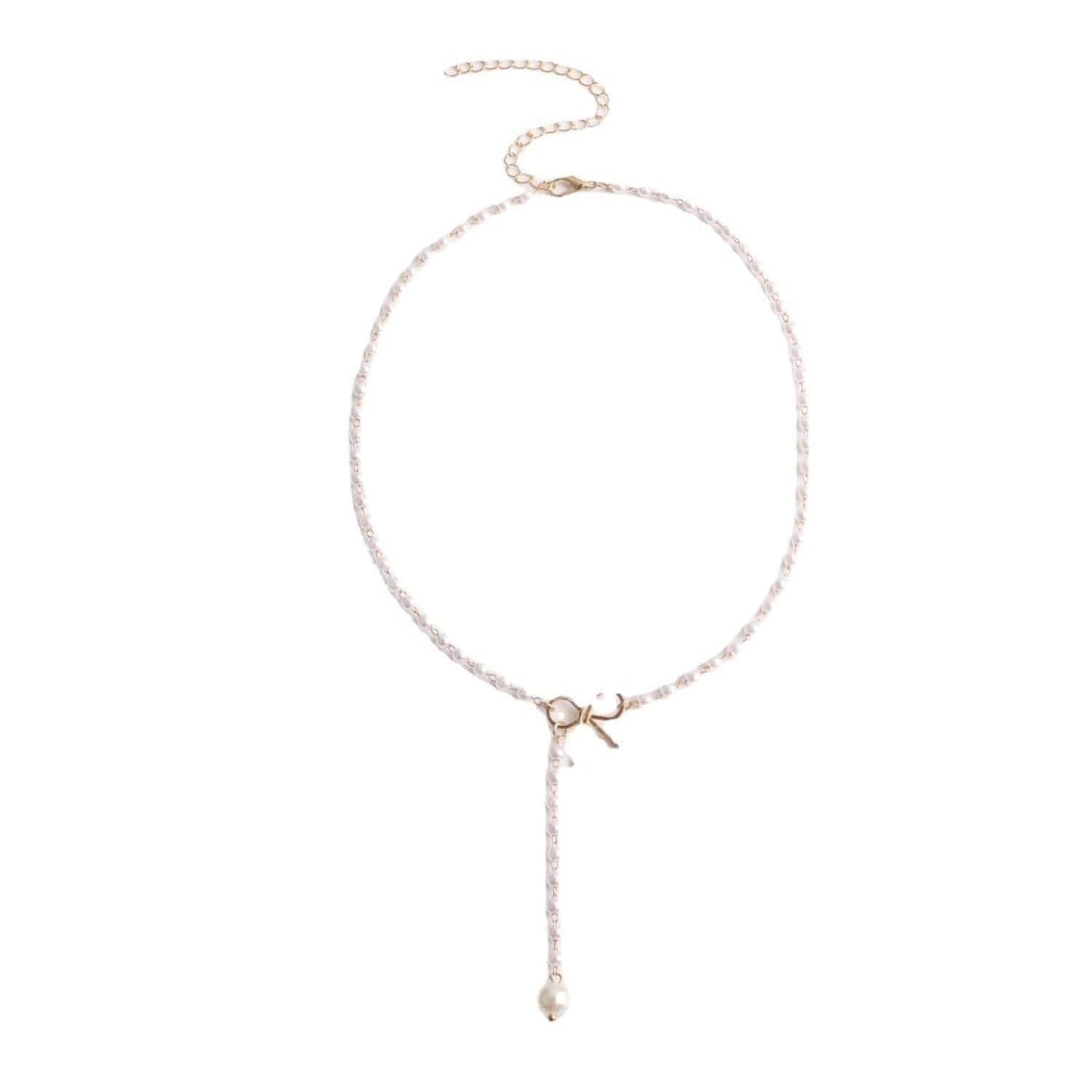 European And American Graceful Bow Long Pearl Tassel Pendant Necklace - YLORESHOP