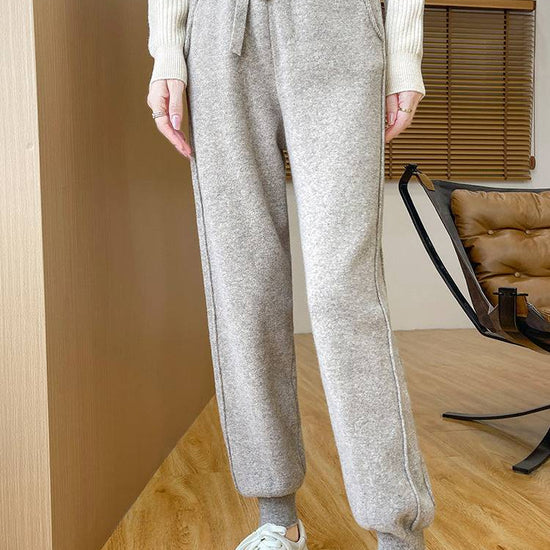 Autumn And Winter Wool Knitted Loose Slimming Loose Tapered Pants - YLORESHOP