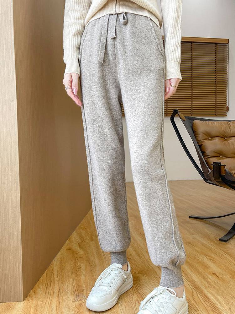 Autumn And Winter Wool Knitted Loose Slimming Loose Tapered Pants - YLORESHOP