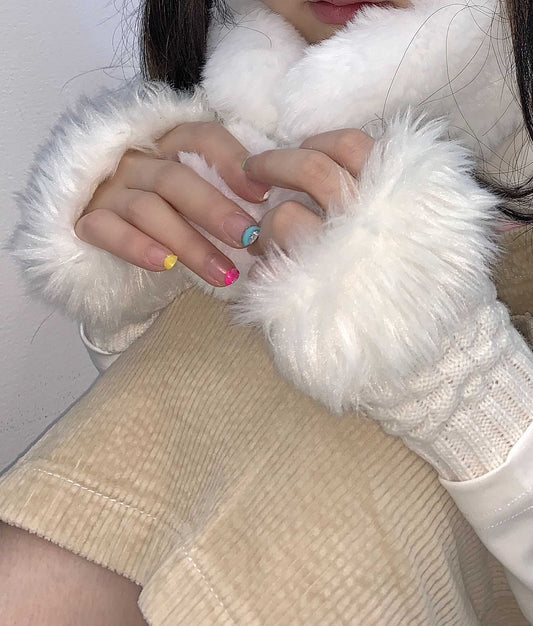 Wool Knit Gloves Sleeves Sweet Warm Versatile Wool Gloves - YLORESHOP